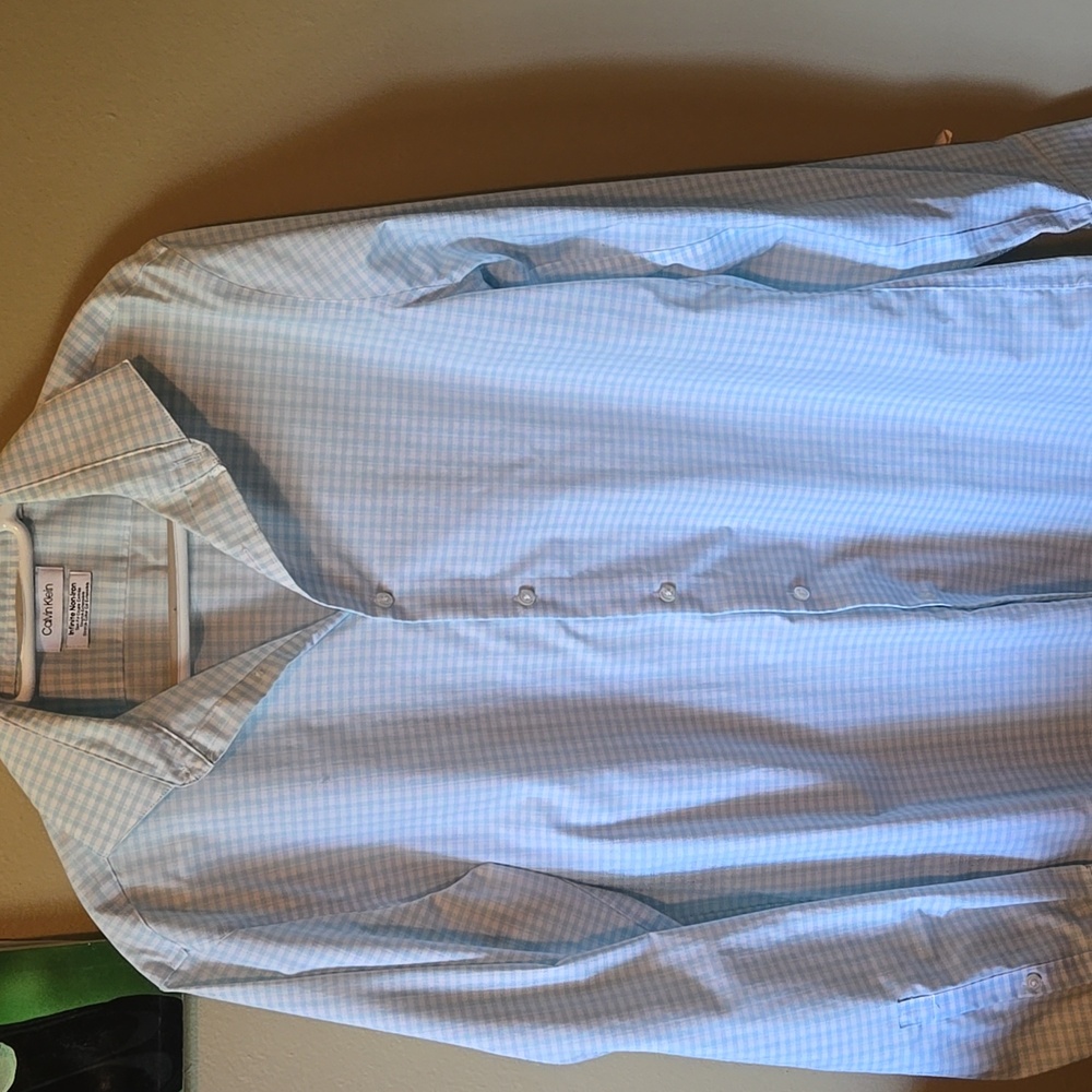 Calvin Klein Light Blue Checkered Men's Shirt